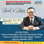 FSIP lecturers received the Scholarship for Short-term International Visiting Professors Program at Mahidol University, Bangkok, Thailand