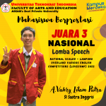 Student of English Literature Study Program Won 3rd Place in the National Speech Competition